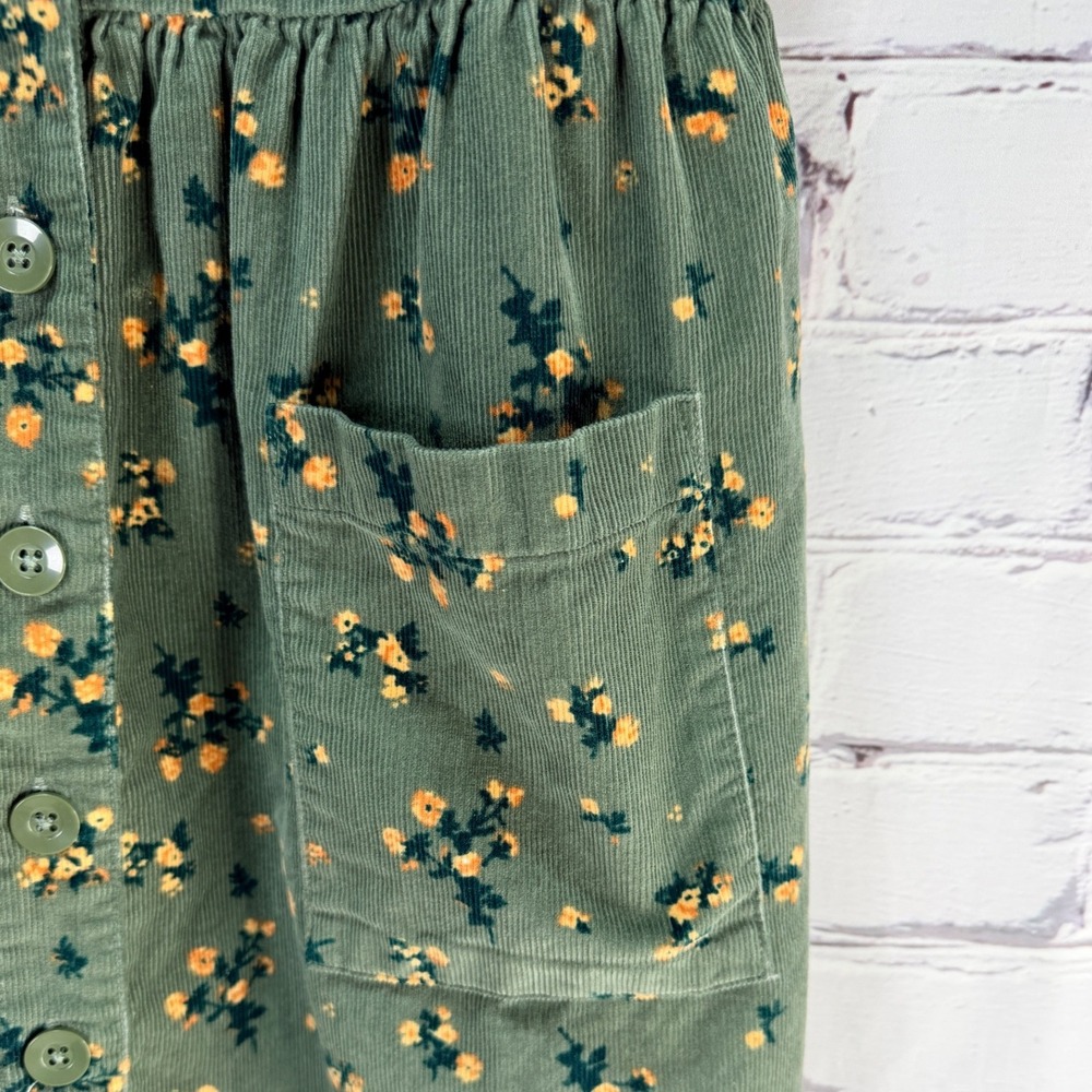 The Vermont Country Store Corduroy Dress Womens Small P Green Floral Cottagecore - Picture 4 of 7